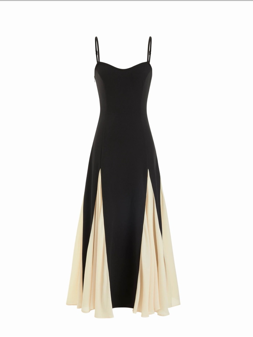 Cider Black Midi Slip Dress with Cream Panels